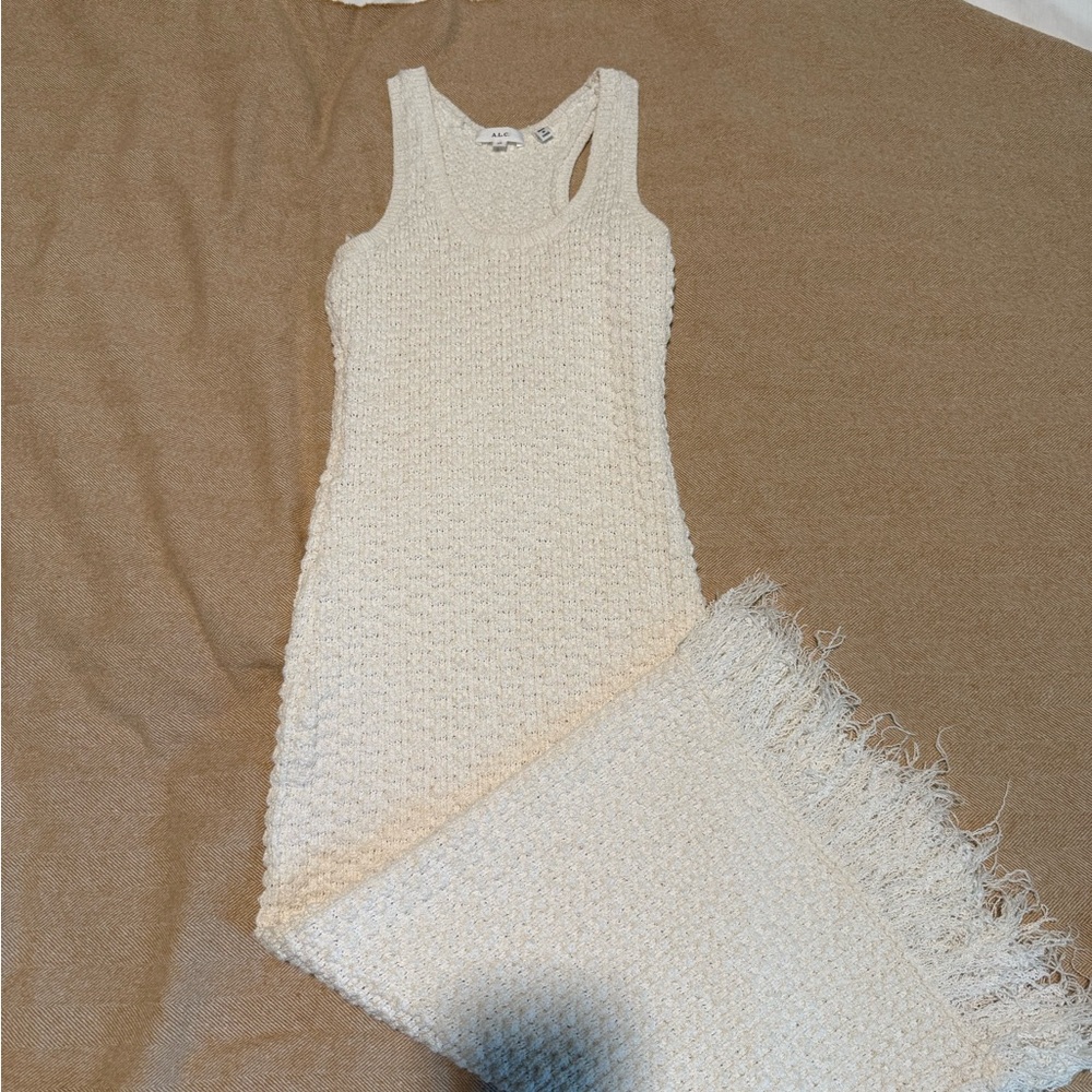 A.L.C. Ivory Textured Knit Midi Dress